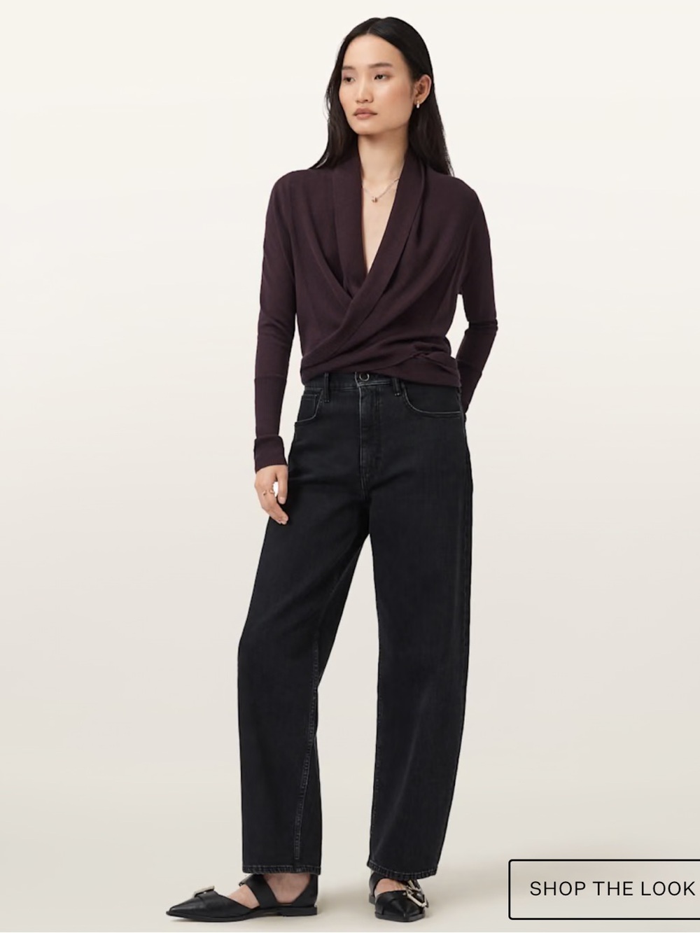Allsaints Wasson Pirate Wrap Merino Wool Cardigan in Oxblood Red - Picture 4 of 6